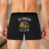 Boxer Homme Être agriculteur c'est la vie – Impression au dos – Noir