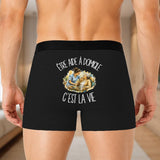 Boxer Homme Être aide à domicile c'est la vie – Impression au dos – Noir