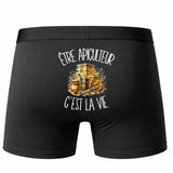 Boxer Homme Être apiculteur c'est la vie – Impression au dos – Noir