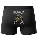 Boxer Homme Être banquier c'est la vie – Impression au dos – Noir