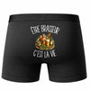 Boxer Homme Être brasseur c'est la vie – Impression au dos – Noir