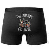 Boxer Homme Être carrossier c'est la vie – Impression au dos – Noir