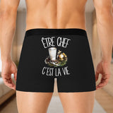 Boxer Homme Être chef c'est la vie – Impression au dos – Noir