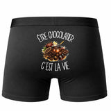 Boxer Homme Être chocolatier c'est la vie – Impression au dos – Noir