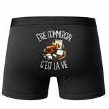 Boxer Homme Être commercial c'est la vie – Impression au dos – Noir