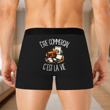 Boxer Homme Être commercial c'est la vie – Impression au dos – Noir