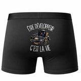 Boxer Homme Être développeur c'est la vie – Impression au dos – Noir