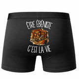 Boxer Homme Être ébéniste c'est la vie – Impression au dos – Noir
