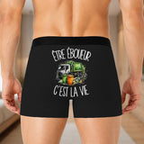 Boxer Homme Être éboueur c'est la vie – Impression au dos – Noir