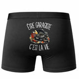 Boxer Homme Être garagiste c'est la vie – Impression au dos – Noir