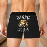 Boxer Homme Être glacier c'est la vie – Impression au dos – Noir