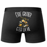 Boxer Homme Être grutier c'est la vie – Impression au dos – Noir