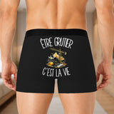 Boxer Homme Être grutier c'est la vie – Impression au dos – Noir