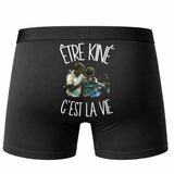 Boxer Homme Être kiné c'est la vie – Impression au dos – Noir