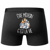 Boxer Homme Être médecin c'est la vie – Impression au dos – Noir