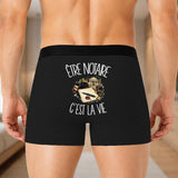 Boxer Homme Être notaire c'est la vie – Impression au dos – Noir
