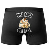 Boxer Homme Être ostéo c'est la vie – Impression au dos – Noir