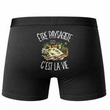 Boxer Homme Être paysagiste c'est la vie – Impression au dos – Noir