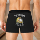 Boxer Homme Être pharmacien c'est la vie – Impression au dos – Noir