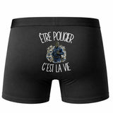 Boxer Homme Être policier c'est la vie – Impression au dos – Noir