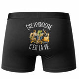 Boxer Homme Être psychologue c'est la vie – Impression au dos – Noir