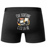 Boxer Homme Être secrétaire c'est la vie – Impression au dos – Noir