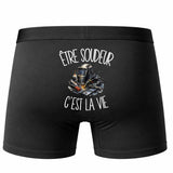 Boxer Homme Être soudeur c'est la vie – Impression au dos – Noir