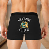 Boxer Homme Être vétérinaire c'est la vie – Impression au dos – Noir