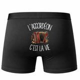 Boxer Homme L'accordéon c'est la vie – Impression au dos – Noir