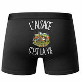 Boxer Homme L'Alsace c'est la vie – Impression au dos – Noir