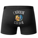 Boxer Homme L'astrologie c'est la vie – Impression au dos – Noir