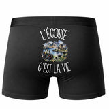 Boxer Homme L'Écosse c'est la vie – Impression au dos – Noir