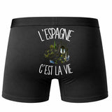 Boxer Homme L'Espagne c'est la vie – Impression au dos – Noir
