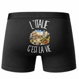 Boxer Homme L'Italie c'est la vie – Impression au dos – Noir