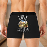Boxer Homme L'Italie c'est la vie – Impression au dos – Noir