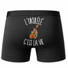 Boxer Homme L'ukulélé c'est la vie – Impression au dos – Noir