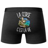 Boxer Homme La Corse c'est la vie – Impression au dos – Noir