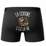 Boxer Homme La couture c'est la vie – Impression au dos – Noir