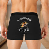 Boxer Homme La gymnastique artistique c'est la vie – Impression au dos – Noir