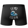 Boxer Homme La mer c'est la vie – Impression au dos – Noir