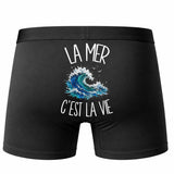 Boxer Homme La mer c'est la vie – Impression au dos – Noir