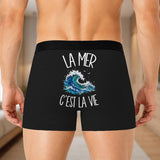 Boxer Homme La mer c'est la vie – Impression au dos – Noir
