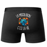 Boxer Homme La musculation c'est la vie – Impression au dos – Noir