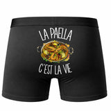 Boxer Homme La paella c'est la vie – Impression au dos – Noir