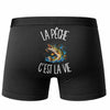 Boxer Homme La pêche c'est la vie – Impression au dos – Noir
