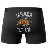 Boxer Homme La plancha c'est la vie – Impression au dos – Noir