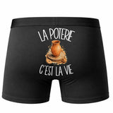 Boxer Homme La poterie c'est la vie – Impression au dos – Noir