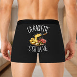 Boxer Homme La raclette c'est la vie – Impression au dos – Noir