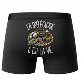 Boxer Homme La spéléologie c'est la vie – Impression au dos – Noir