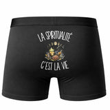 Boxer Homme La spiritualité c'est la vie – Impression au dos – Noir